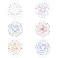 Vector set with fireworks on white background Royalty Free Stock Photo