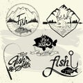Vector set of fishing club labels, design elements Royalty Free Stock Photo