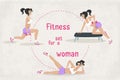 Vector Set of fitness workout exercises for a woman .