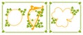 Vector set of five frames in different shapes with harp and shamrocks.