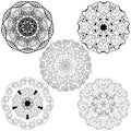 Vector set from five round mandalas