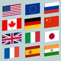 Vector set of flag icons. Royalty Free Stock Photo