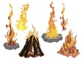 Vector set of flame. A collection of stylized fires. Abstract fire. Logo.