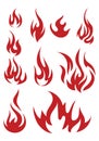 Vector set of flame. A collection of stylized fires. Abstract fire. Tattoo.