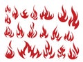 Vector set of flame. A collection of stylized fires. Abstract fire. Tattoo.