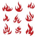 Vector set of flame. A collection of stylized fires. Abstract fire. Tattoo.