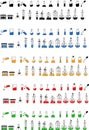 Vector set of flasks, beakers and different colour liquids