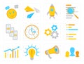 Vector set of flat business icons for seo, business, management, finance, social media marketing, document search Royalty Free Stock Photo