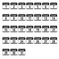 Vector set of flat calendar icons. December from the 1st to the 31st Royalty Free Stock Photo