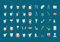 Vector set with flat color dentistry icons
