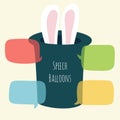 Vector speech bubble, magic hat and bunny ears Royalty Free Stock Photo