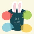 Vector speech bubble, magic hat and bunny ears Royalty Free Stock Photo
