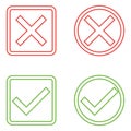 Vector Set of Flat Design Check Marks Icons. Different Variations of Ticks and Crosses Represents Confirmation Royalty Free Stock Photo