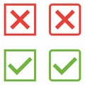 Vector Set of Flat Design Check Marks Icons. Different Variations of Ticks and Crosses Represents Confirmation Royalty Free Stock Photo