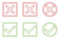 Vector Set of Flat Design Check Marks Icons. Different Variations of Ticks and Crosses Represents Confirmation Royalty Free Stock Photo