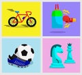 Vector set of flat design style sports icons Royalty Free Stock Photo