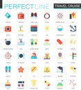 Vector set of flat Travel cruise icons.