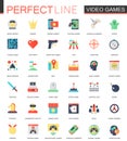 Vector set of flat Video games icons Royalty Free Stock Photo