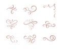 Vector set of floral calligraphic elements, dividers and flourish ornaments for page decoration and frame design Royalty Free Stock Photo