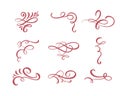 Vector set of floral calligraphic elements, dividers and flourish ornaments for page decoration and frame design. Decorative Royalty Free Stock Photo