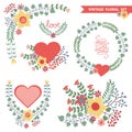 Vector set with floral composition