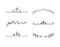 Vector Set of Floral Design Elements, Freehand Drawings Isolated on White Background.