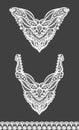 Vector set of floral necklines and lace border design for fashion. Flowers and leaves neck print. Chest lace embellishment