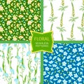 Vector set of floral seamless patterns.