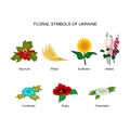 Vector set of floral symbols of Ukraine