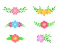 Vector set of floral text dividers. Flowers and leaves. Bouquet design for wedding invitations or greeting cards. Vector