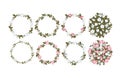 Vector set of beautiful floral wreaths and bouquets Royalty Free Stock Photo