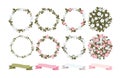 Vector set of beautiful floral wreaths and bouquets Royalty Free Stock Photo