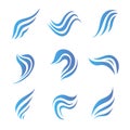 Vector set of flow water blue icons
