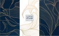 Vector set of flower, leaves elegant patterns. Abstract perfume, jewelry, coffee, tea royal package. Luxury tags, beauty