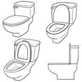 Vector set of flush toilet