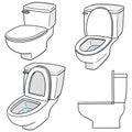 Vector set of flush toilet