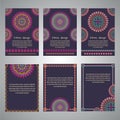 Vector set of flyer templates for business and invitation with mandala patterns