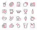 Vector Set of Food and drink icons related to Acorn, Water bottle and Mint tea. Vector