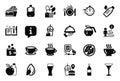 Vector Set of Food and drink icons related to Cooking timer, Water drop and Wine bottle. Vector