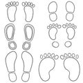 Vector set of footprints and shoeprints