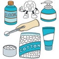 Vector set of forcep, alcohol and sterile cotton Royalty Free Stock Photo