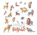 Woodland animals Christmas set. Royalty Free Stock Photo