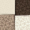 Set of brown and beige floral patterns. Vector illustration. Royalty Free Stock Photo