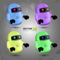 Vector Set With Four Colorful Chat Bots, The Concept Of Virtual Assistant For UI, Mobile Application Or Website Design