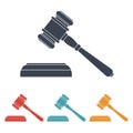 Vector set of four colorful court hammer icons