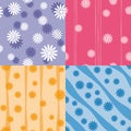 Vector set of four colorful seamless patterns