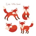 Vector set of four cute foxes.