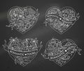 Vector set of four hearts. Royalty Free Stock Photo