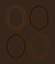 Vector set of four oval meander frames.