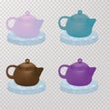 Vector set of four porcelain teapots.